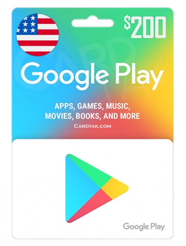 گیفت کارت گوگل پلی 200 دلاری آمریکا (بهترین قیمت)