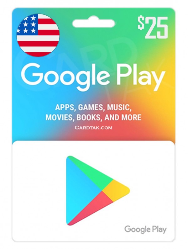 گیفت کارت گوگل پلی 25 دلاری آمریکا (بهترین قیمت)