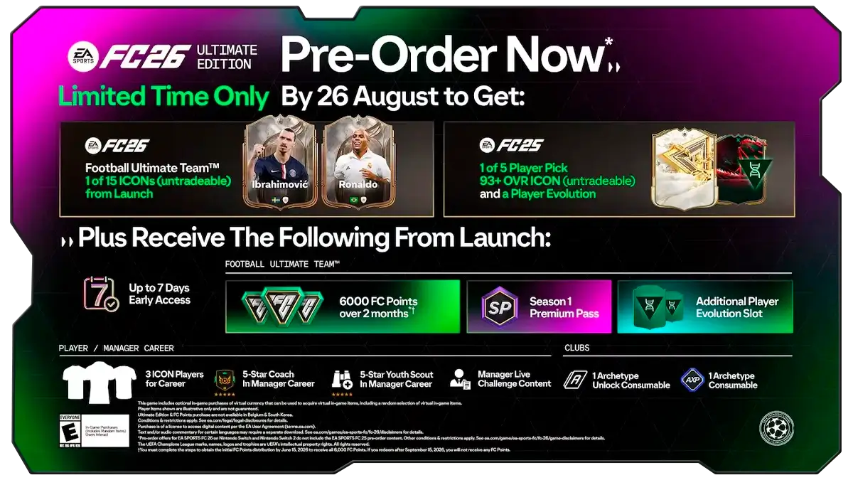 مزایای کد بازی FC 26 Ultimate Edition